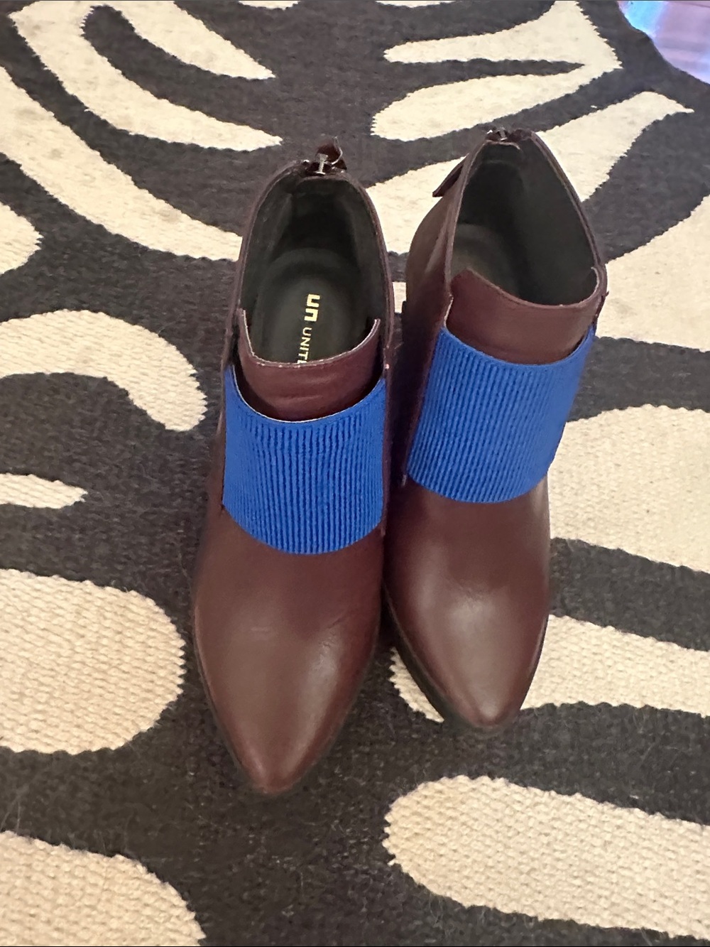 United Nude Brown Ankle Booties with Blue Elastic Band